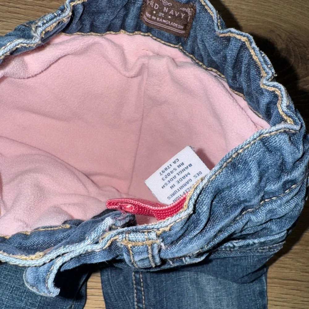 VTG Vintage 2000s Y2K Toddler Girls Old Navy Fleece Lined Jeans‎ Size 2T